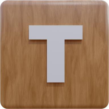 Letter T word block. 3d render